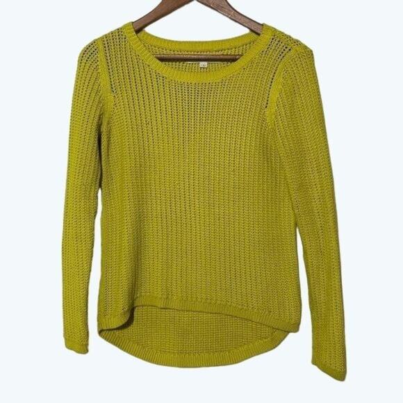 Ann Taylor Loft Sweater Women's Size Small Lime Green Knit Hi-Lo Hem - Picture 1 of 9